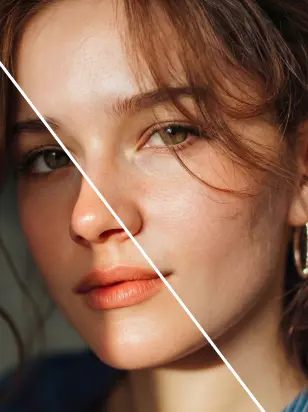 Photo with a harsh shadow before and after AI removes it